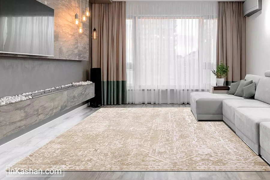 پذیرایی با رنگهای نود خانه عروس و مدل فرش روشن