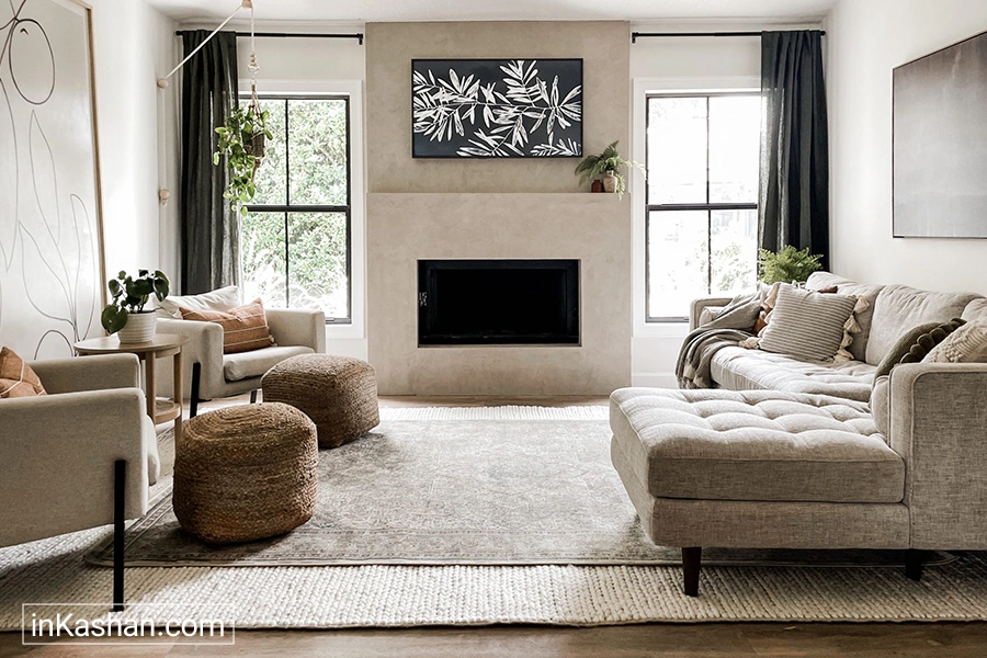 مدل فرش روشن در فضای پذیرایی