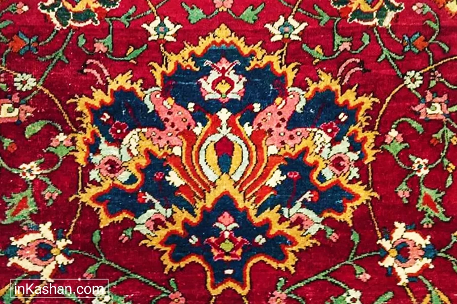 گل شاه عباسی در فرش دستباف کاشان